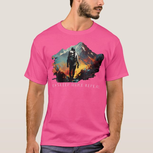 T-shirt Mangez Sleep Hike Répéter Randonnée Camping Rétro  (Devant)