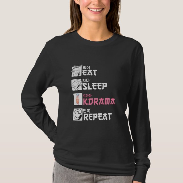 T-shirt Mangez Sleep Kdrama Répéter (Devant)