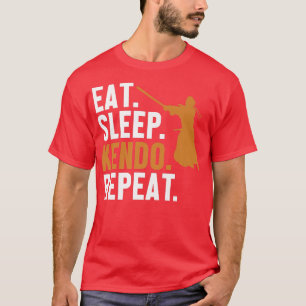 T-shirt Mangez Sleep Kendo Répéter Kata Kenjusu Shinai Sam