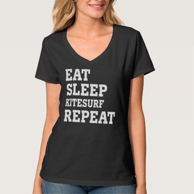 T-shirt Mangez Sleep Kitesurf Répéter Sarcastique (Devant)