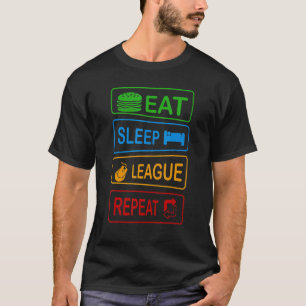 T-shirt Mangez Sleep League Répéter Jeux Gamer Jeux Mèmes