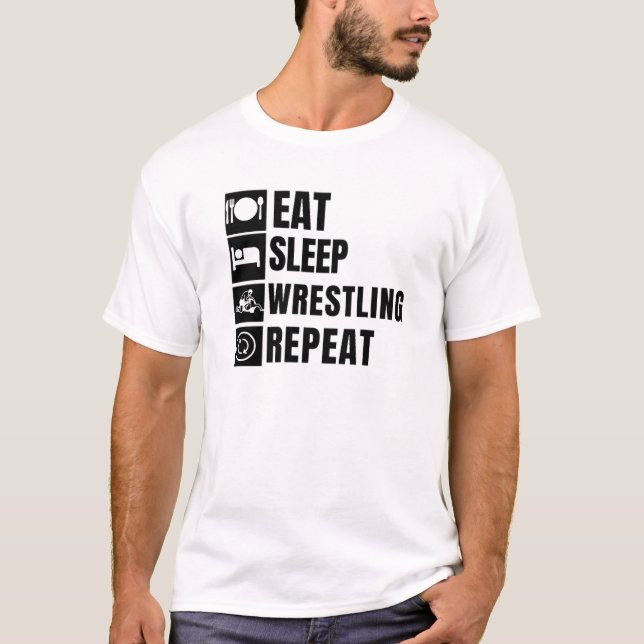 T-shirt Mangez Sleep Lutte Répéter Drôle (Devant)