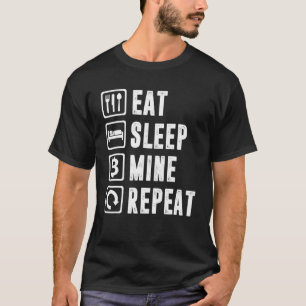 T-shirt Mangez Sleep Mine Répéter Bitcoin Minière Cryptocu