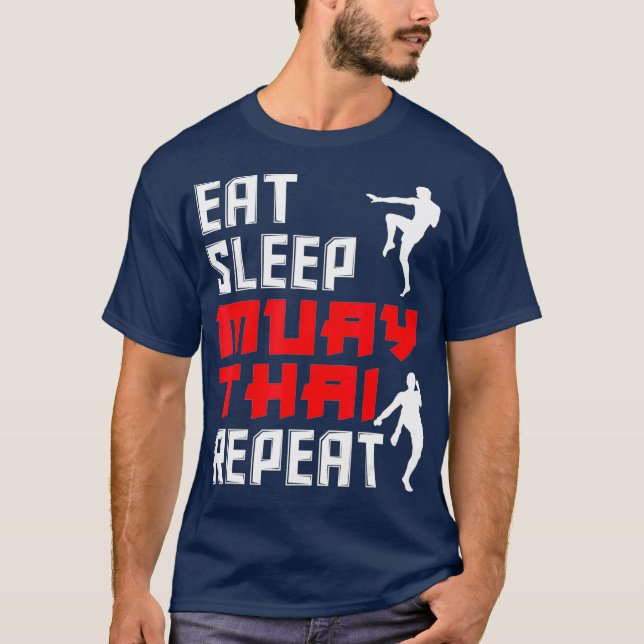T-shirt Mangez Sleep Muay Thai Repeat Funny Muay Thai Cade (Devant)