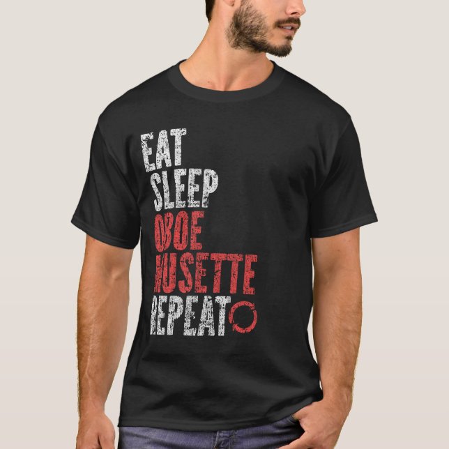 T-shirt Mangez Sleep Musette Oboe Répéter (Devant)
