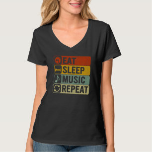 T-shirt Mangez Sleep Music Répétez Retro 60s les années 70