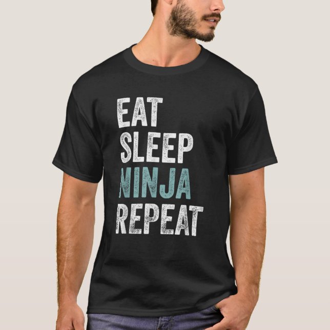 T-shirt Mangez Sleep Ninja Répéter Funny Karate Outfit Nin (Devant)
