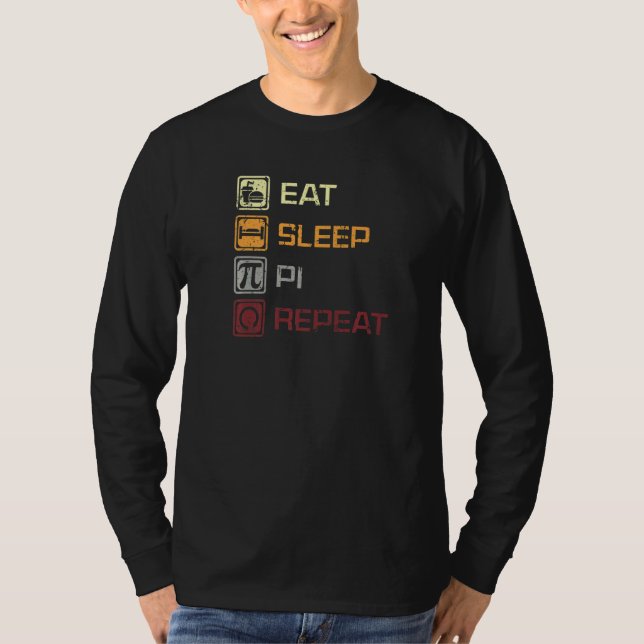 T-shirt Mangez Sleep Pi Répéter Jour 3 14 Mars 14 Math Vin (Devant)