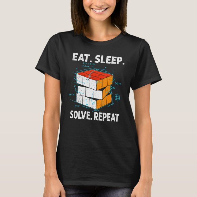T-shirt Mangez Sleep Résolvez Répéter Math Vitesse Cubing  (Devant)