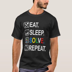 T-shirt Mangez Sleep Résolvez Répéter Speedcubing Puzzle S