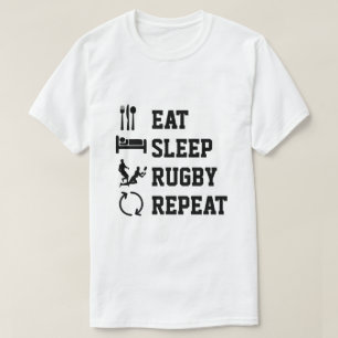T-shirt Mangez Sleep Rugby Repeat Sport