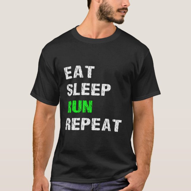 T-shirt Mangez Sleep Run Répétez Funny Runner S (Devant)