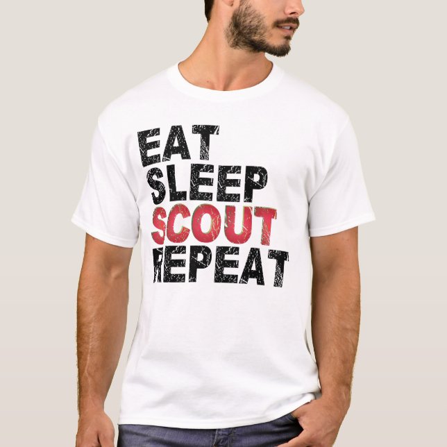 T-shirt Mangez Sleep Scout Répéter Funny Scouting Outdoor  (Devant)