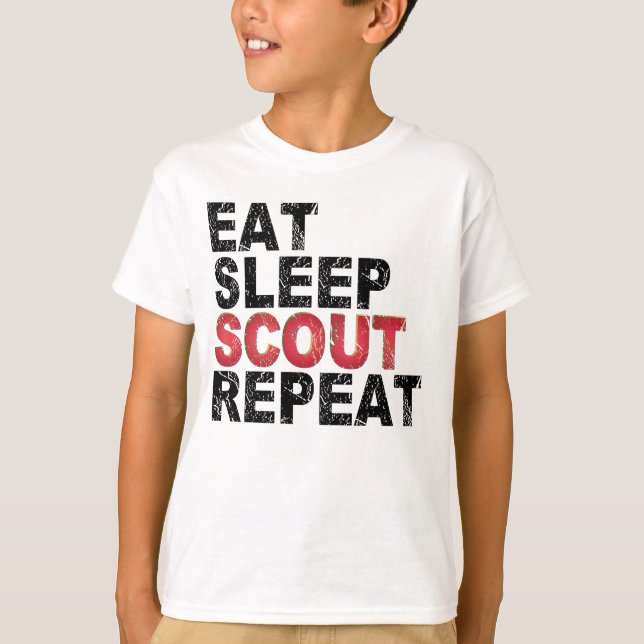 T-shirt Mangez Sleep Scout Répéter Funny Scouting Outdoor  (Devant)