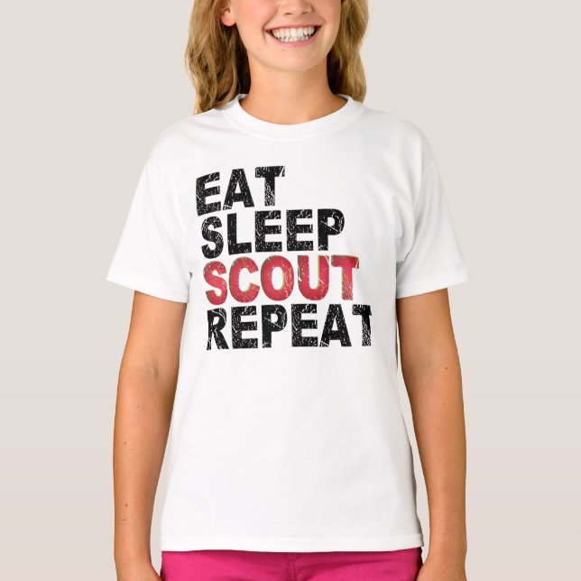 T-shirt Mangez Sleep Scout Répéter Funny Scouting Outdoor  (Devant)