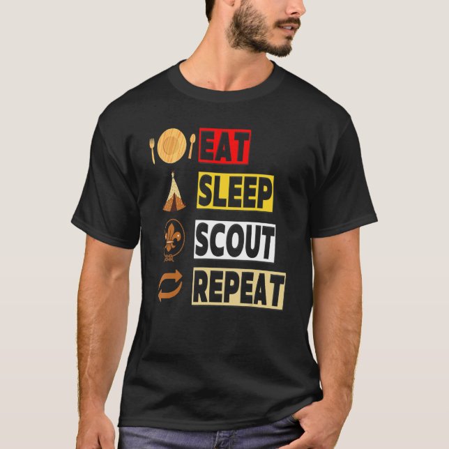T-shirt Mangez Sleep Scout Répéter Scouting Unique Pour Ho (Devant)