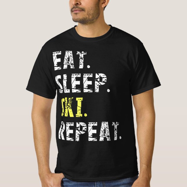 T-shirt Mangez Sleep Ski Repeat - Fun Skiing Cadeau (Devant)