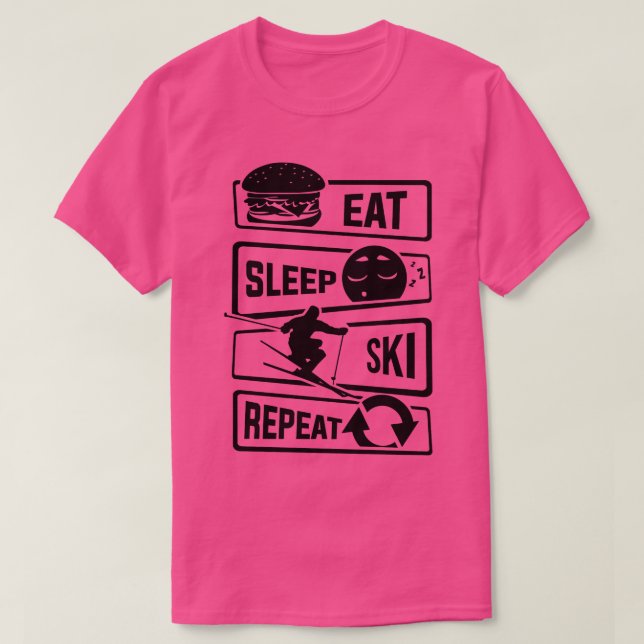 T-shirt Mangez Sleep Ski Répéter Ski Ski Hiver (Design devant)