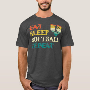 T-shirt Mangez Sleep Softball Répétition pour filles Vinta