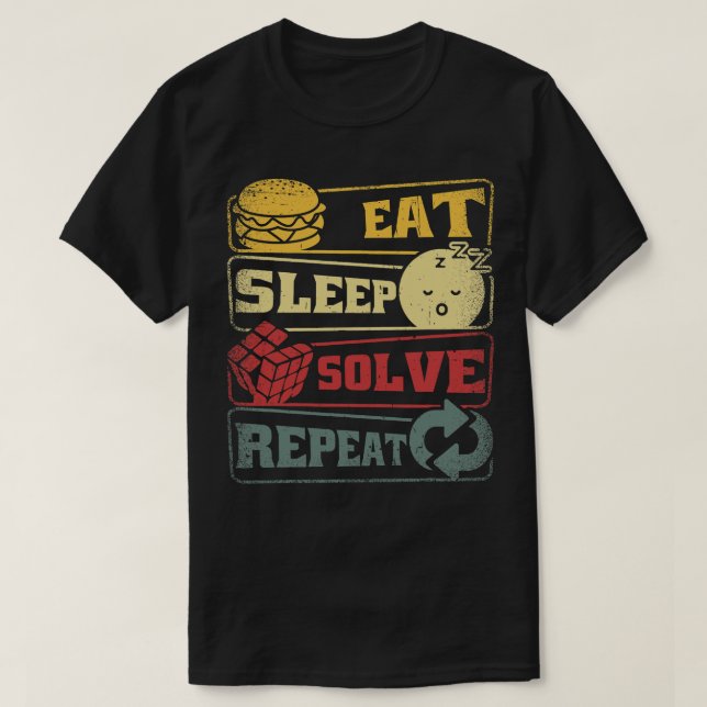 T-shirt Mangez Sleep Solve Répéter Rubik Cube Cadeau (Design devant)