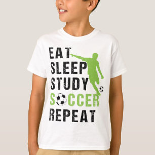 T-shirt Mangez Sleep Study Soccer Répéter Garçon Soccer Jo