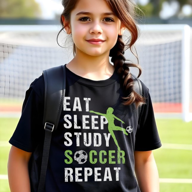 T-shirt Mangez Sleep Study Soccer Répéter Girls Soccer Pla (Créateur téléchargé)