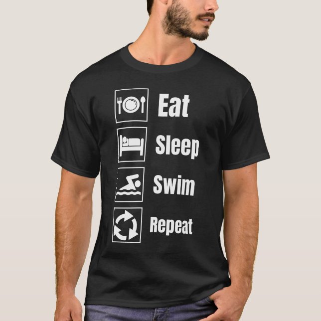 T-shirt Mangez Sleep Swim Répéter (Devant)