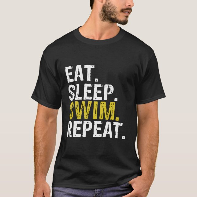 T-shirt Mangez Sleep Swim Répéter (Devant)