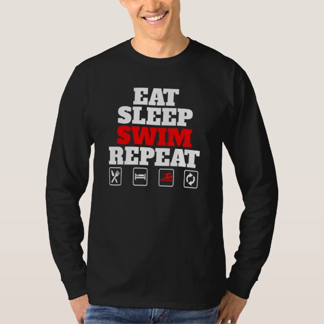 T-shirt Mangez Sleep Swim Répéter (Devant)