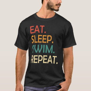 T-shirt Mangez Sleep Swim Répétez Swimmer Vintage