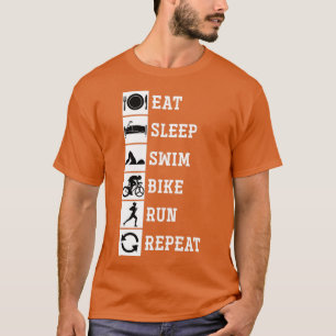 T-shirt Mangez Sleep Swim Vélo Run Répéter Triathlète