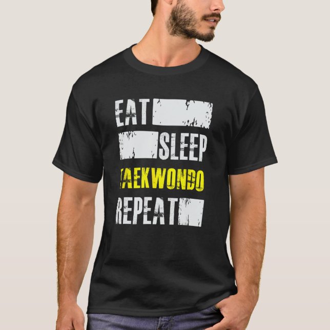 T-shirt Mangez Sleep Taekwondo Repeat - Funny TKD Martial  (Devant)