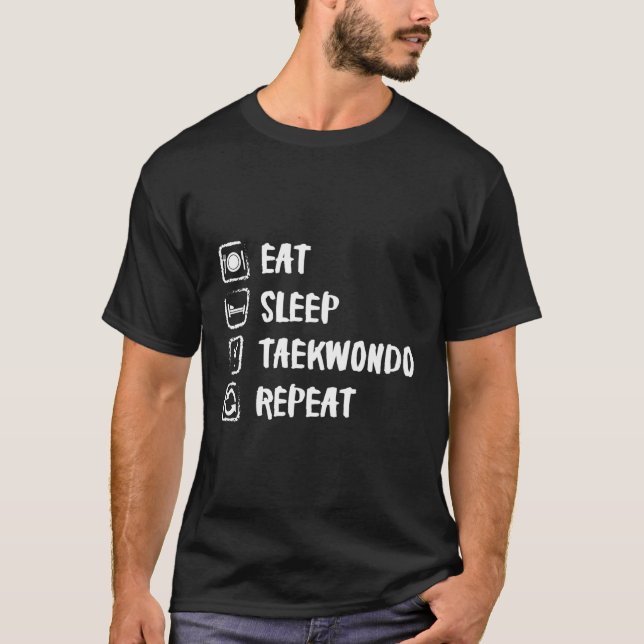 T-shirt Mangez Sleep Taekwondo Repeat Sport (Devant)