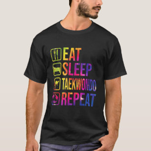 T-shirt Mangez Sleep Taekwondo Répéter Tie Dye Martial Tra