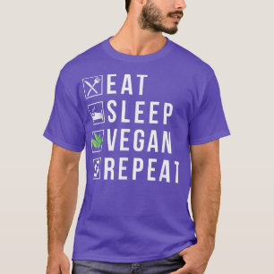T-shirt Mangez Sleep Vegan Répéter Funny Végétarien Lifest