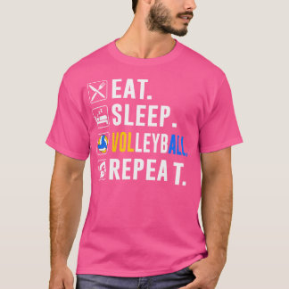 T-shirt Mangez Sleep Volleyball Répéter Funny Volleyball P