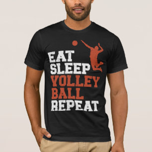 T-shirt Mangez Sleep Volleyball Répéter Volleyball Boy Cad
