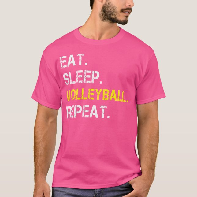 T-shirt Mangez Sleep Volleyball Répéter Volleyball Joueur (Devant)