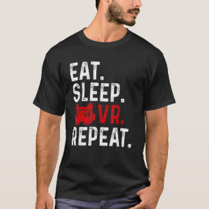 T-shirt Mangez Sleep Vr Répéter Jeu Réalité Virtuelle Rétr