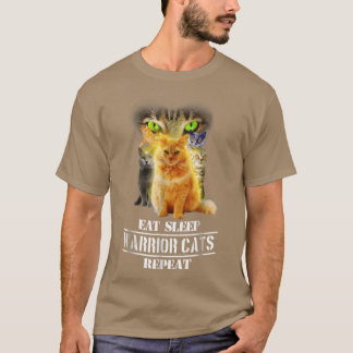 T-shirt Mangez Sleep Warriors Chats Répétez Funny Chat Lov