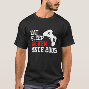 T-shirt Mangez Sleep Zocken depuis 2005 Nerd Geek Jeu D