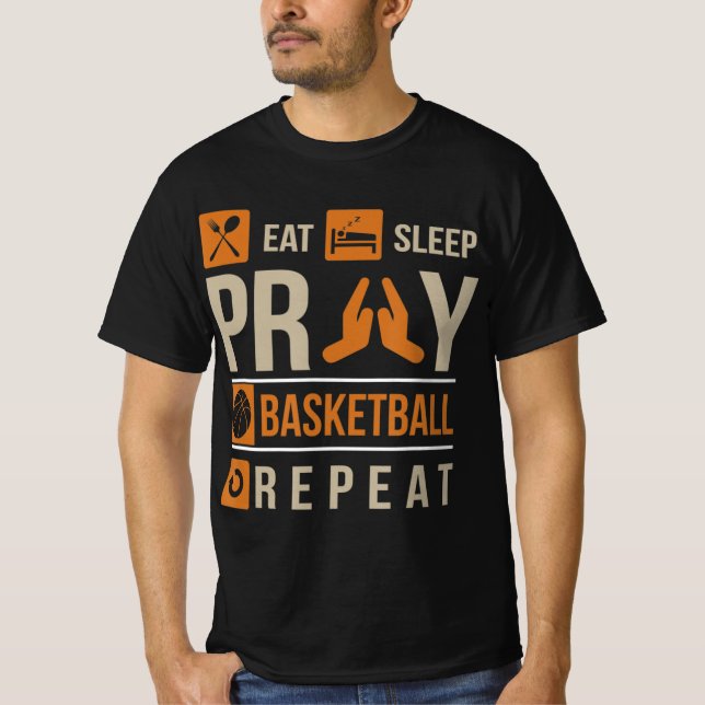 T-shirt Mangez Sommeil Pray Basketball Répéter Athlète cat (Devant)