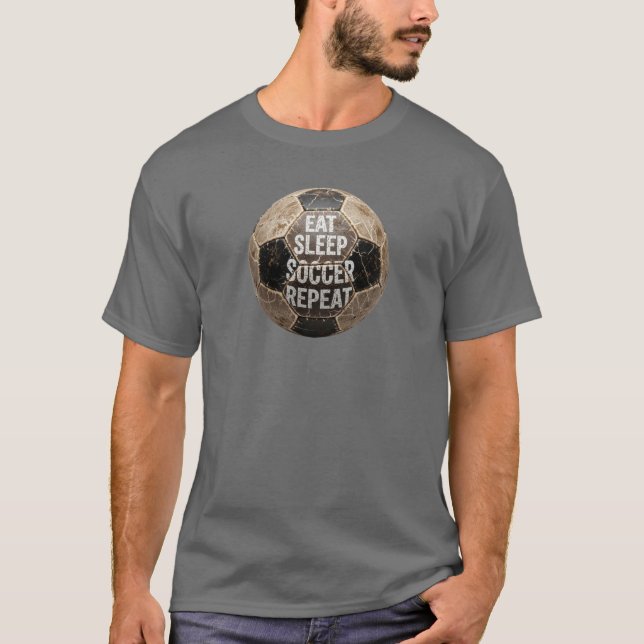 T-shirt mangez sommeil soccer répéter (Devant)