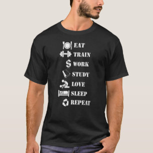 T-shirt Mangez Train Travail Etude Amour Sommeil Répéter A