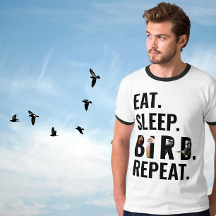 T-shirt Mangez un oiseau endormi Répétez le blanc et le no