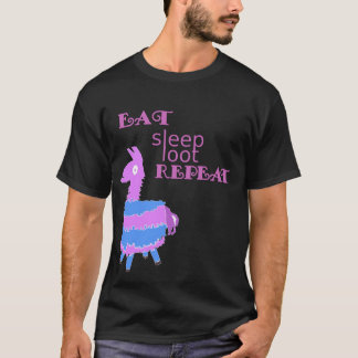 T-shirt Mangez un tas de sommeil Répéter le chemisier Llam