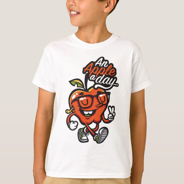T-shirt Mangez une pomme par jour (Devant)