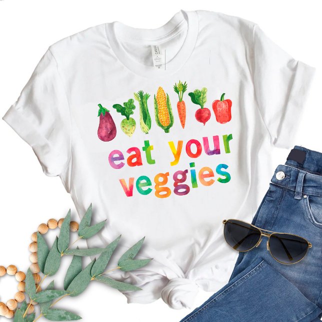 T-shirt Mangez vos Légumes Couleurs arc-en-ciel Aquarelle (Créateur téléchargé)