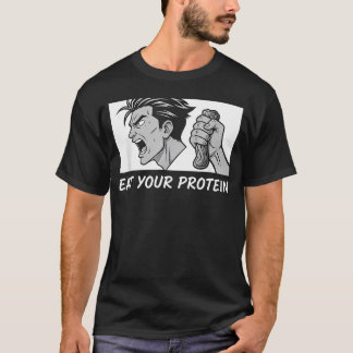 T-shirt Mangez vos protéines Anime Motivation de sport en