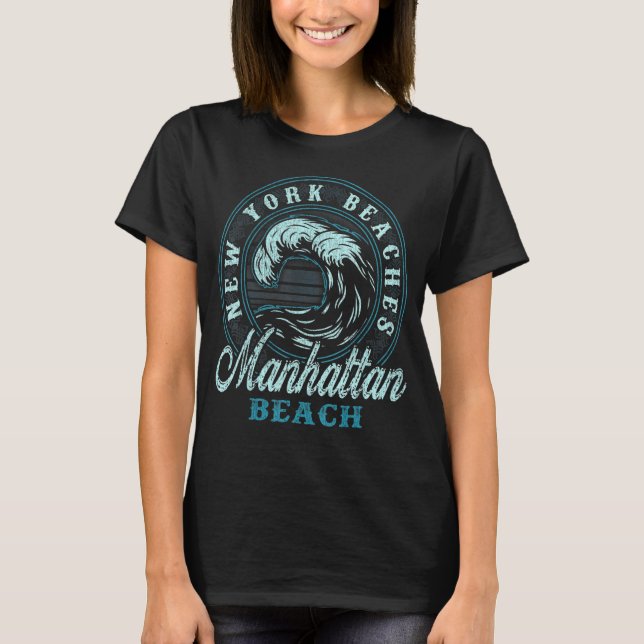 T-shirt Manhattan Beach Circle d'onde rétro (Devant)